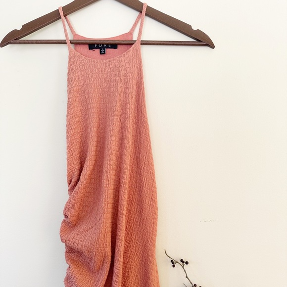 FORE Halter Ruched Midi Dress, Clay - Picture 2 of 6